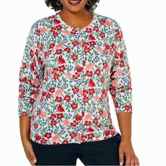 Karen Scott Floral Cardigan Size 0X/14 NWT - Picture 1 of 5